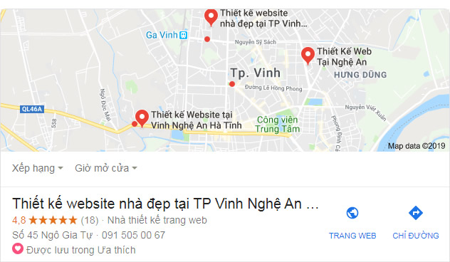 Bản đồ Công ty thiết kế website tại TP Vinh Nghệ An