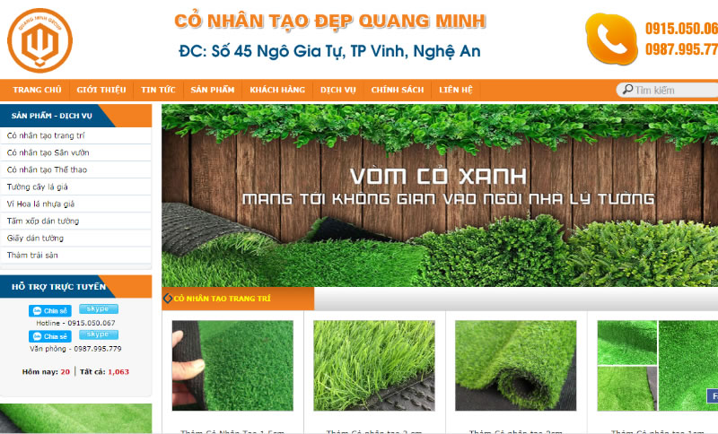 Thảm cỏ nhân tạo đẹp Quang Minh