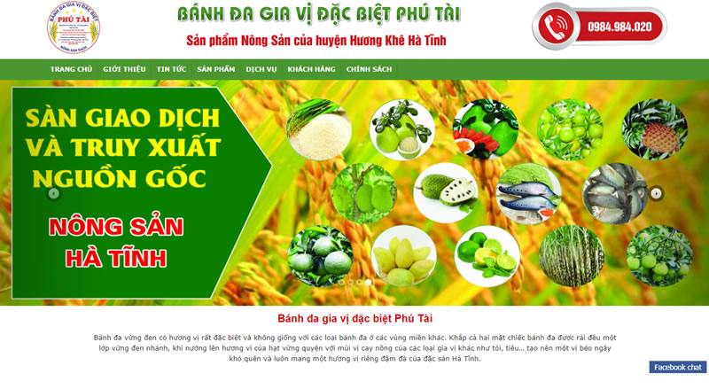 Website Bánh Đa Hà Tĩnh - Sản phẩm Ocop Hà Tĩnh